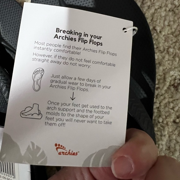 Archies black sandals flip flop thong men’s 6, women’s 7 new NWT - Picture 5 of 6